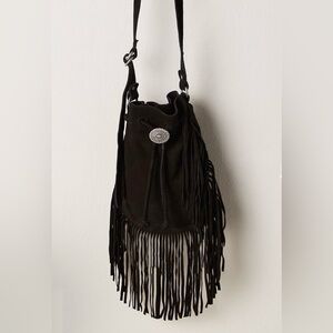 FREE PEOPLE CALAMITY CROSSBODY BOHO BLACK FRINGE BAG